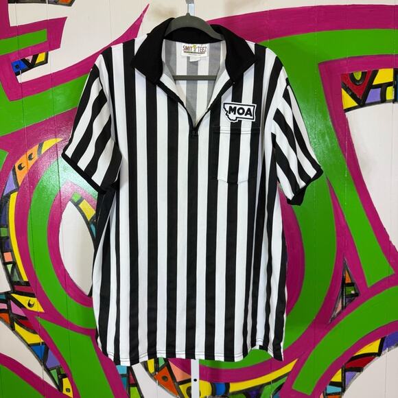 SMIT TEEZ Black and White Striped Shirt Referee Uniform. Size XL. Excellent cond - Picture 1 of 6